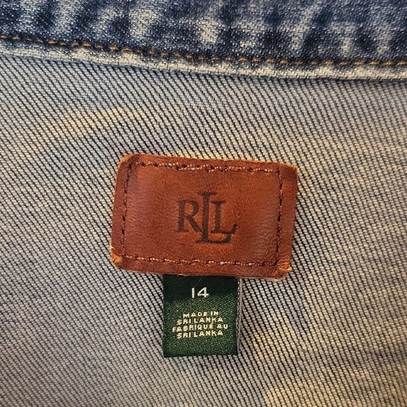 Ralph Lauren Blue Jean Jacket with Gold Embroidery - Picture 2 of 9